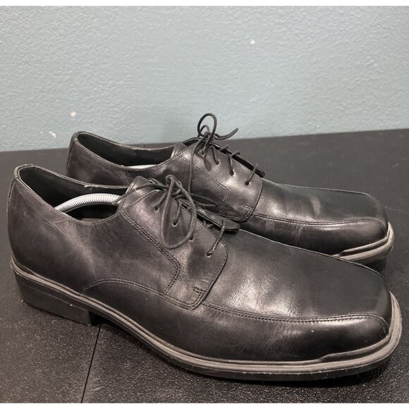 Rockport Black Leather Oxfords #APM72991 Men's 14M Apron Square Toe Formal Dress - Picture 1 of 8